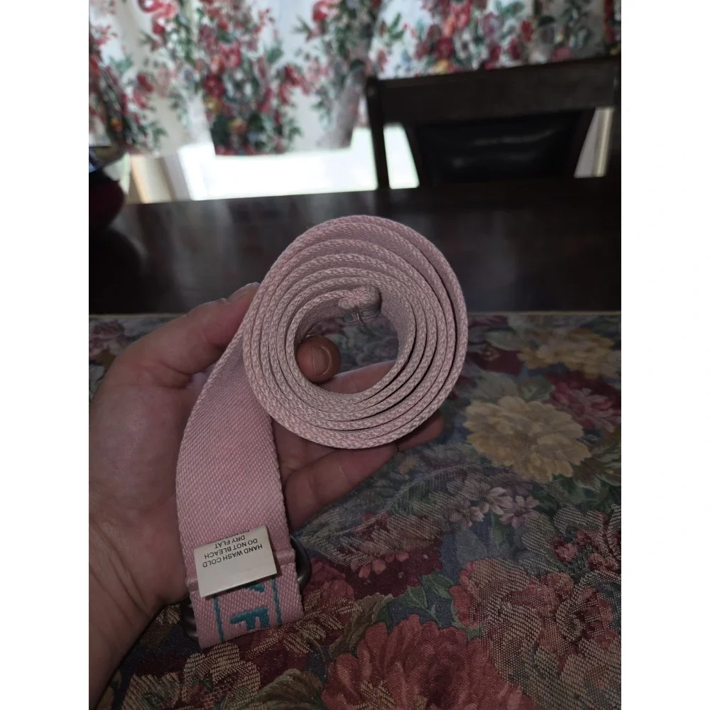 Teddy Fresh D-Ring Webbing Belt Pink Teal Embroidered Logo Streetwear